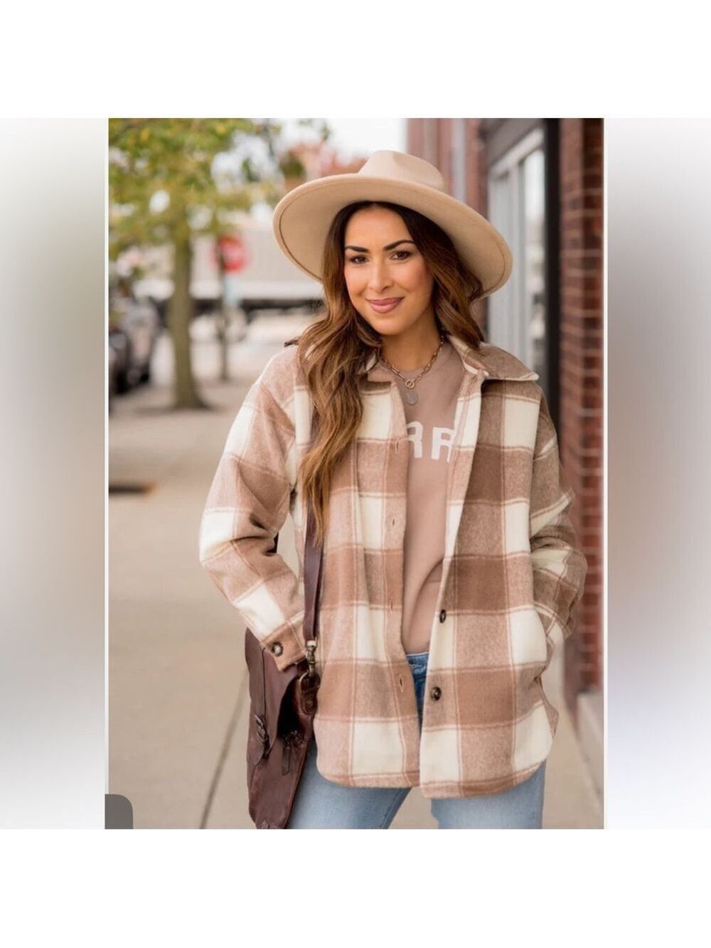 Plaid Tan and Cream Women's Jacket